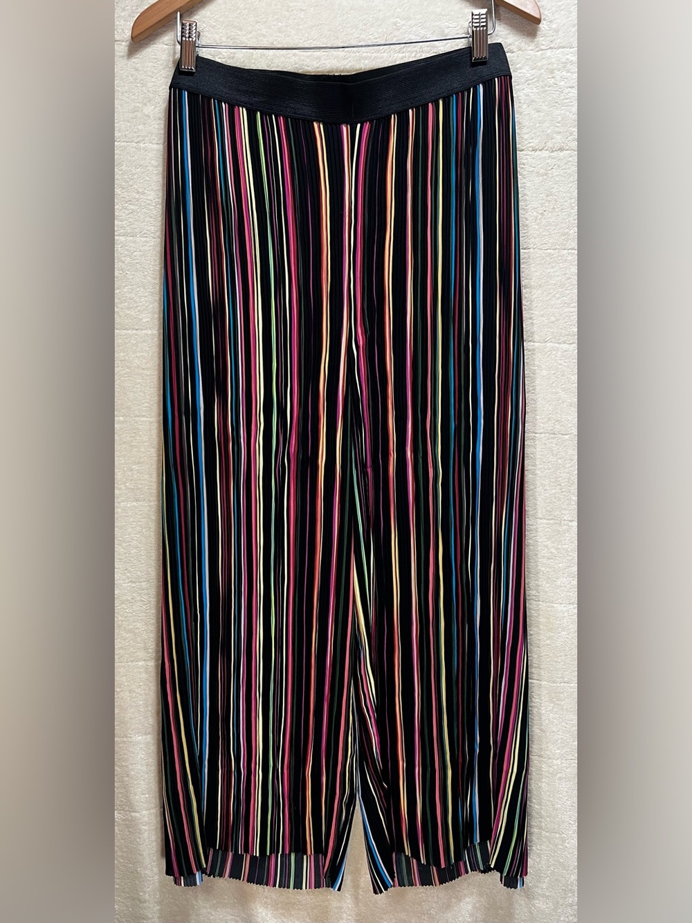 NWT Studio 1886 Pleated Wide Leg Crop Pants Colorful Stripe Pull On 3X